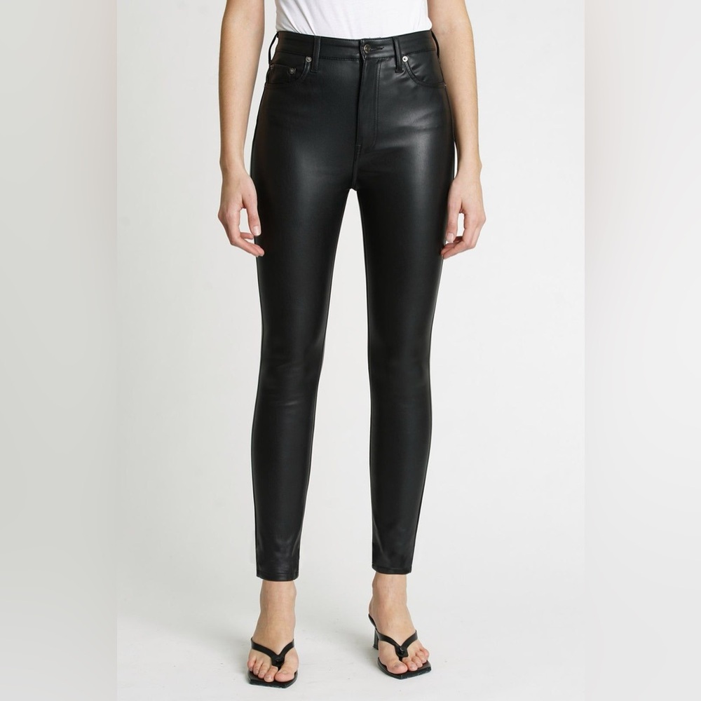 Pistola Aline Leather Rise Straight Leg Pants Slate Black Size‎ 27